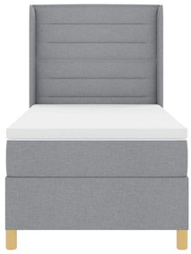 Cama Box com Colchão e Luz LED Cinza Claro 90x190 cm em Tecido