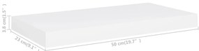 Prateleira de parede suspensa 50x23x3,8 cm MDF branco