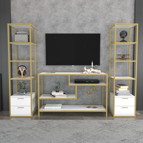 Unidade de TV Robbins – Dourado e Branco – 198 cm x 39 cm x 160 cm