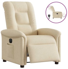 vidaXL Poltrona reclinável elétrica tecido cor creme