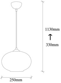 Candeeiro de Teto Camini – Preto e Mel – Diâmetro 25 cm, Altura 113 cm