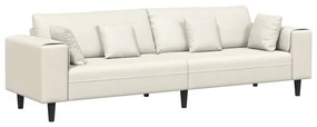 Sofá de Veludo com almofada com travesseiro Creme 208 cm Veludo
