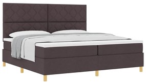 Cama Box Spring com Colchão Castanho Escuro 200x200 cm Tecido