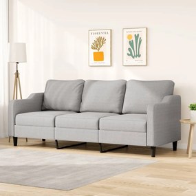Sofá de 3 lugares 210 cm tecido cinza-claro