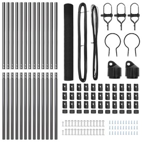 Conjunto de Postes de Cerca Conjunto de 2 Cinza Metal, Plástico