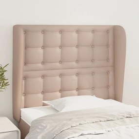 Cabeceira cama c/ abas couro artif. 93x23x118/128 cm cappuccino