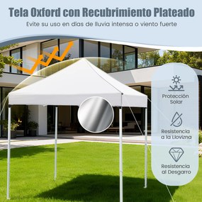 Tenda dobrável 194 x 194 cm, com 4 paredes laterais, 3 alturas ajustáveis, e 4 sacos de areia, 8 estacas, branca
