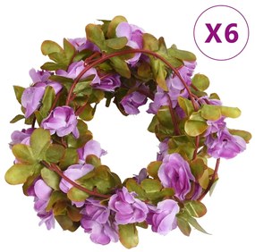 Grinaldas de flores de Natal 6 pcs 250 cm roxo claro