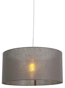 Candeeiro de suspensão rústico branco com cúpula cinzenta 50 cm - Combi 1 Moderno