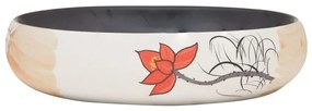 Lavatório de bancada oval 59x40x15 cm cerâmica multicor