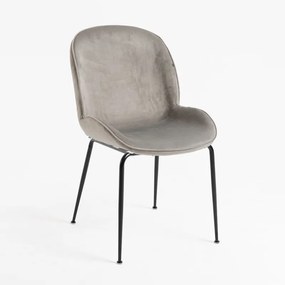 Cadeira Bille Black Veludo - Cinza claro