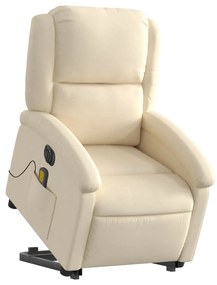 Poltrona elétrica elevatória massagens tecido creme