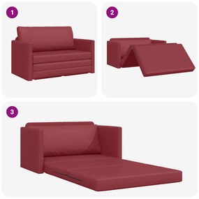 Sofá Chão Cama 2 em 1 Vinho Vermelho 124x71x78 cm Couro Sintético