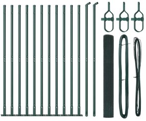 Cerca de Fio Soldado com 13 Postes Flangados Verde 0.8x25 m Aço