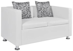Sofá de 2 lugares couro artificial branco