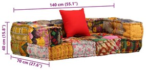 Pufe modular de 2 lugares tecido em retalhos