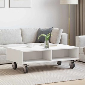 vidaXL Mesa Lateral com Rodas Branco 90 x 50 x 30 cm