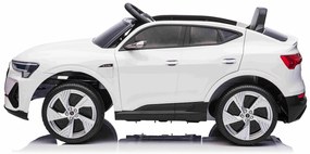 Carro elétrico para crianças Audi E-tron Sportback 12V, comando remoto 2,4 GHz, entrada USB/AUX, suspensão, bateria de lítio, luzes LED, 2 motores de