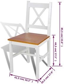 Cadeiras de jantar 4 pcs madeira de pinho branco
