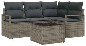 Conjunto de Sofá de Jardim 4 Peças com Almofadas de Rattan Preto