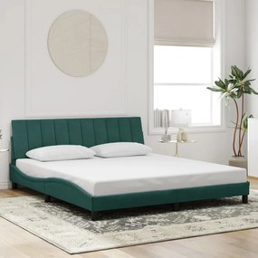 Estrutura de cama sem colchão 180x200 cm veludo verde-escuro