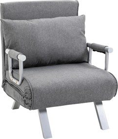 Poltrona com aquecimento, sofá-cama conversível de 1 lugar e com capa removível cinzento claro