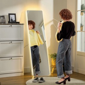 Espelho de Pé com Luz LED 40x150 cm sem Estrutura com Iluminação de 3 Cores Função de Memória e Tátil Transparente