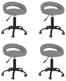 Cadeiras de jantar giratórias 4 pcs veludo cinzento