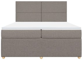 Cama com molas/colchão 200x200 cm tecido castanho-acinzentado