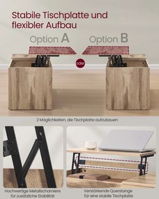 Mesa de centro 50 x 100 x 48 cm com 2 gavetas e compartimentos Castanho-branca