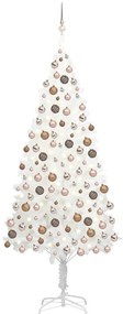 Árvore de Natal artificial com luzes LED e bolas 240 cm branco