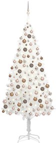 vidaXL Árvore Natal artificial pré-iluminada c/ bolas branco