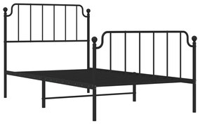 Estrutura de cama com cabeceira e pés 100x190 cm metal preto