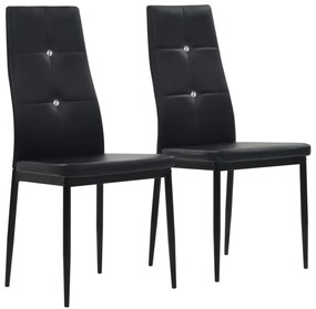 Cadeiras de jantar 2 pcs couro artificial preto