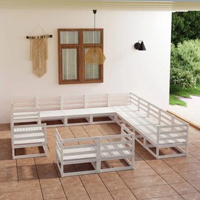 13 pcs conjunto lounge de jardim pinho maciço