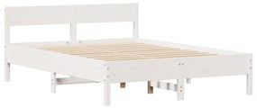 Cama sem colchão 140x190 cm madeira de pinho maciça branco