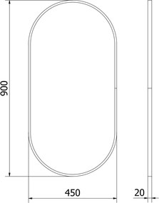 Mexen Loft espelho de casa de banho oval 90 x 45 cm, moldura preta - 9851-090-045-000-70