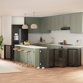 vidaXL Portão p/ cães com porta dobrável 12 painéis 600 cm álamo preto