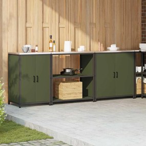 Conjunto de Armazenamento de Cozinha 3 pcs Verde Oliva