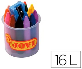 Lápis de Cera Jovicolor. Pote 16 Cores