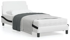 vidaXL Estrutura cama c/cabeceira couro artificial 80x200 branco/preto