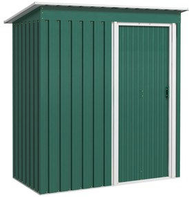 Outsunny Abrigo de Jardim Exterior 1,5 m² 163x89x182 cm Abrigo Metálico para Ferramentas com Porta de Correr e Teto Inclinado Verde | Aosom Portugal