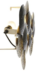 Candeeiro de parede Art Déco oriental dourado antigo 3 luzes - Balla