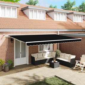 Toldo Retrátil Automático vidaXL com LED Preto 500x300 cm