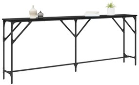 Mesa Console Carvalho Preto 200x29x75 cm Madeira Derivada