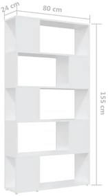 Estante/divisória 80x24x155 cm contraplacado branco