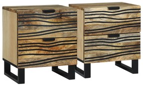 vidaXL Mesas de Cabeceira - 2 pcs, 40x33.5x46 cm, Madeira de Mangueira Maciça e Madeira de Engenharia