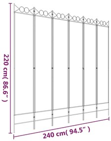 Divisória/biombo com 6 painéis 240x220 cm tecido branco