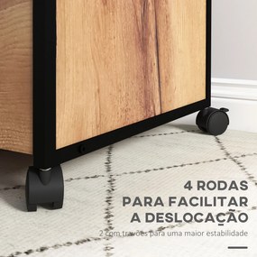 Bloco de Gavetas com Fechadura Rodas 2 Gavetas Barra Suspensa para Papéis A4 e Carta e 2 Chaves 44x40x66,5 cm Castanho Rústico