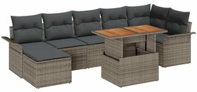 Conjunto de Jantar de Jardim com 8 Peças da e Almofadas Cinzas em Bamb